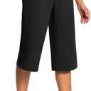 Women's Capri Pants Wide Leg Plus Size Lightweight Quick Dry Casual Summer Pants Sweatpants Hiking Walking (B Black)