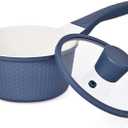 1.5QT Nonstick Saucepan with Lid - Granite Coating, PTFE & PFOA Free, Dishwasher Safe Small Cooking Pot for Milk, Sauce, Pasta