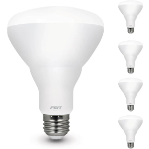 Feit Electric BR30 LED Light Bulb, 65W Equivalent, Dimmable, 650 Lumens, E26 Standard Base, 2700K Soft White, 90 CRI, Recessed Can Light Bulbs, 22-Year Lifetime, BR30DM/927CA/4, 4 Pack