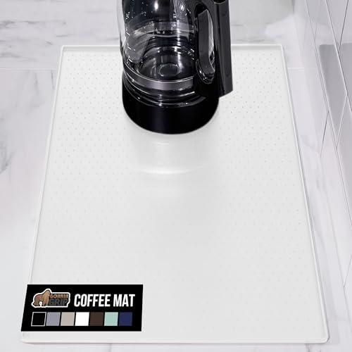 GORILLA GRIP Silicone Coffee Mat, Espresso Machine Bar Accessories, Keep Kitchen Counters Clean, Stays in Place, Waterproof and Heat Resistant Dish Drying Mats, Home Decor Essentials, 11.5x18.5, White