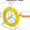 Fish Tape Fiberglass, 500FT, 1/4in, Duct Rodder Fish Tape Wire Puller, Electrical Fish Tape Cable Running Rod with Steel Reel Stand, Fishing Tools for Walls & Electrical Conduit