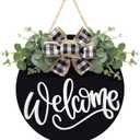 Welcome Sign for Front Door Door Decor Wreath Spring Decor Farmhouse Front Door Wreath Rustic Style - Home Decor Outdoor (Black)