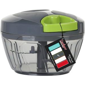 Cambom Manual Food Chopper Vegetable Cutter, Hand String Vegetable Chopper Onions Cutter for Vegetable Fruits Nuts BPA Free Food Safe Material, 500ml Gray