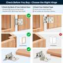 Ravinte 50 Pack (25 Pairs) 1/2 inch Overlay (Variable) Cabinet Hinges, Self-Closing Semi-Concealed Face Mount, Satin Nickel Decorative Hardware with Door Bumpers for Kitchen & Cupboard Doors, Silver