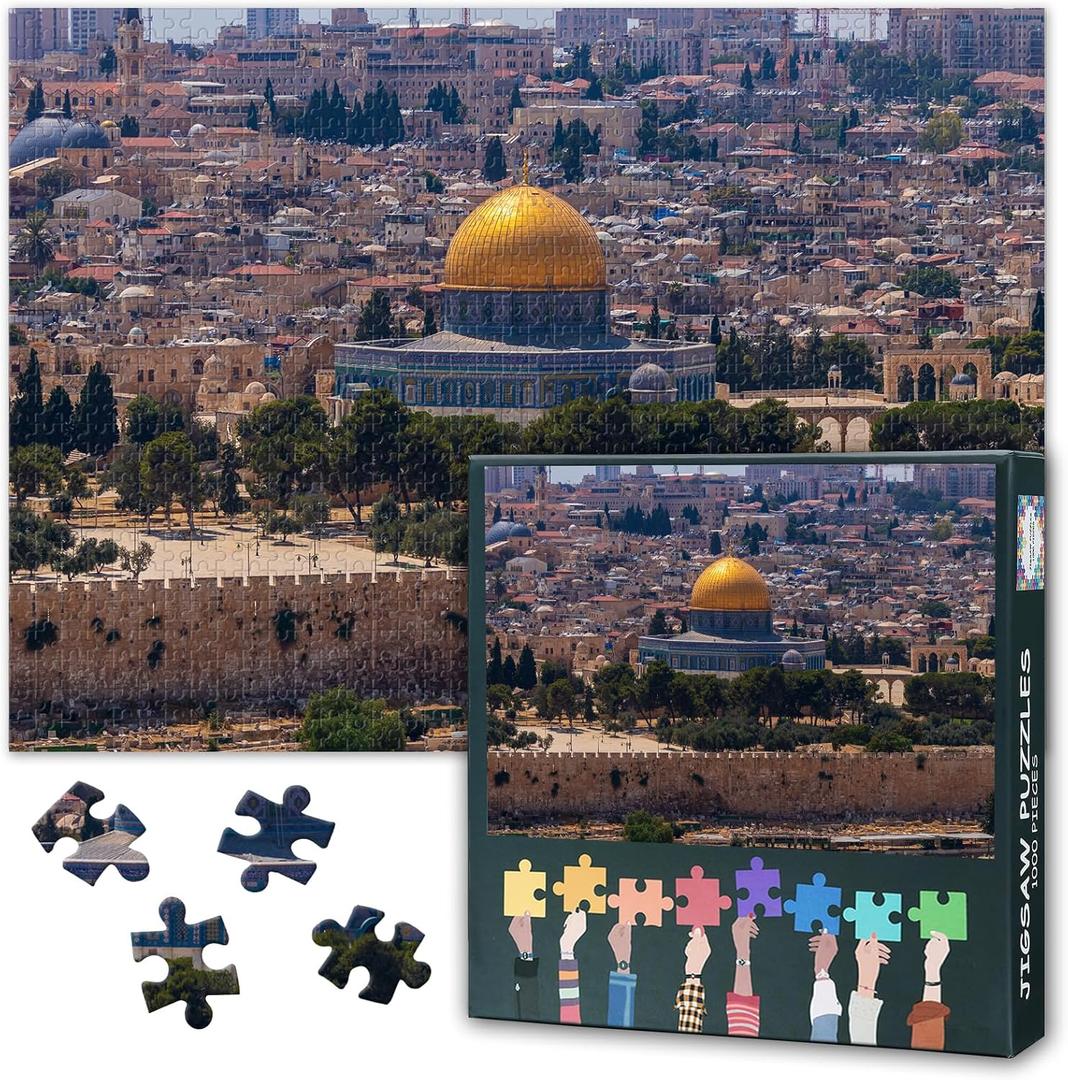 Jerusalem Puzzles for Adults 1000 Pieces, Mosque of Al-aqsa Jigsaw Puzzles, The Temple Mount Adult Puzzle for Adults, Educational Fun Games or Toys for Elders Friends 20X27 INCH