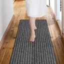 Custom Size Backed Non-Slip Area Rugs Runner, Easy Clean, Waterproof Runner Rugs for Hallway Entryway, Kitchen, Laundry, 2FT x 5FT, Gray Stripe
