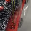 DEMDACO Here Comes Santa Claus Merry Christmas Red, Green 4 x 4 Inch Metal Handmade, Festive Holiday Dcor, Sisal Brush Tree, Decoration Christmas Tree Hanging Ornament, Red Wagon