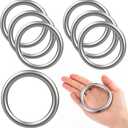 Hotop Metal O Ring Seamless 304 Stainless Steel Rings Welded Multi-Purpose Smooth Round Ring for Hanging Flower Basket Crafts(6 Pcs,2.6inch)