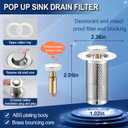 2 x Bathroom Sink Stopper 2Pcs,Sink Drain Strainer,Hair Catcher with Removable Stainless Steel Filter Basket,Universal Sink Plug,Suitable for Most Sinks,Washbasin,Bathtubs