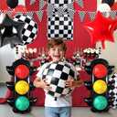 Race Car Birthday Party Decorations with Traffic Light Balloons,Automobile Party Decorations for Kids Include Transportation Light Balloons Checkered Pennant Banner Checkered Balloon