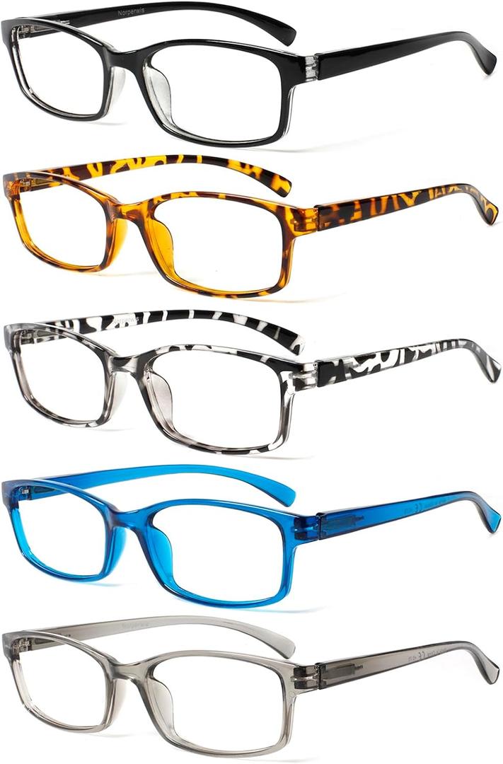 NORPERWIS Reading Glasses 5 Pairs Quality Readers Spring Hinge Vintage Glasses for Reading for Men and Women (Mix Color-4, 1.75)
