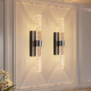 camuucci Battery Operated Wall Sconces Set of 2 Rechargeable Battery Powered Wall Light with 12000mAh Not Hardwired Dimmable Wall Lamp Fixtures for Bedroom Living Room Black 20.9 Inches