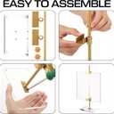 RattanView Gold Adjustable Metal Easel Stand with Acrylic Floating Photo Frame 16.5" Tabletop Metal Standing Easel Display Stand for Display Picture, Frame, Photos, Art, Poster, Signs