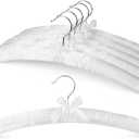 HOUSE DAY 17 Inch Satin Padded Hangers for Women, 6 Pack Heavy Duty Silk Hangers with Swivel Hooks, No Shoulder Bump Thick Foam Hangers for Sweater, Wedding Dress, Coat & Delicate Cashmere - White