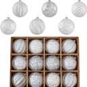 Vintage Christmas Ornaments Ball Set, 12 PCS Shatterproof Antique Traditional Christmas Tree Ornaments for Indoor Xmas Holiday Home Decor (Silver)