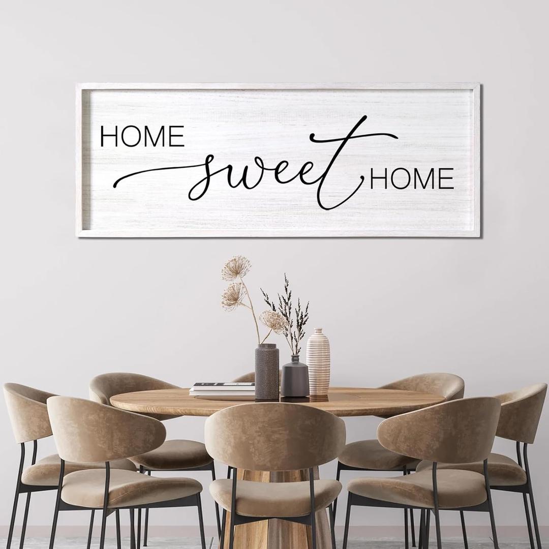 Home Sweet Home Decorative Rustic Sign & Plaque Framed Wall Art for Couples, 40''15'' Cottagecore Wooden Horizontal Home Sweet Home Wall Decor Above Bed, Vintage Farmhouse Wedding Gift