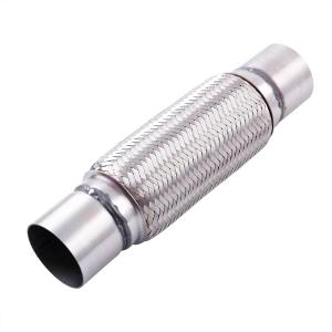 2.5''x 8'' Stainless Steel Flexible Exhaust Pipe Double Braid Heavy Duty Universal Muffler Pipe Replacement Overall Length 12'' for Cars and Trucks