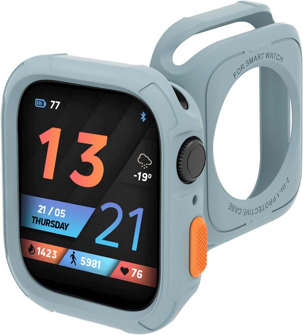 3 x Case for Apple Watch Series 9/8/7 45mm Series SE/6/5/4 44mm,Soft TPU Screen Protector Ultra-Thin Full Face Cover Replacement Bumper Accessories for iPhone Watch iWatch 45mm 44mm (Light Blue)