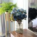 Kimura's Cabin Fake Peonies 2Bouquets Faux Silk Flower Vintage Artificial Peony Face Flowers Arrangement Bouquets for Home Table Centerpieces Wedding Party Decoration (Deep Lake Blue)