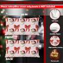 Coquette Pink and Red Christmas Bow Santa Pillow Covers 12x20 Double-Sided, Preppy Christmas Decor, Winter Holiday Stripes Decorative Pillow Covers for Home Bedroom Living Room