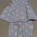 Jecson Newborn Baby Girl Summer Clothes Infant Girl Outfits Sleeveless Ruffle Top and Bloomers Shorts Set 0 12- 18  Month (Blue)