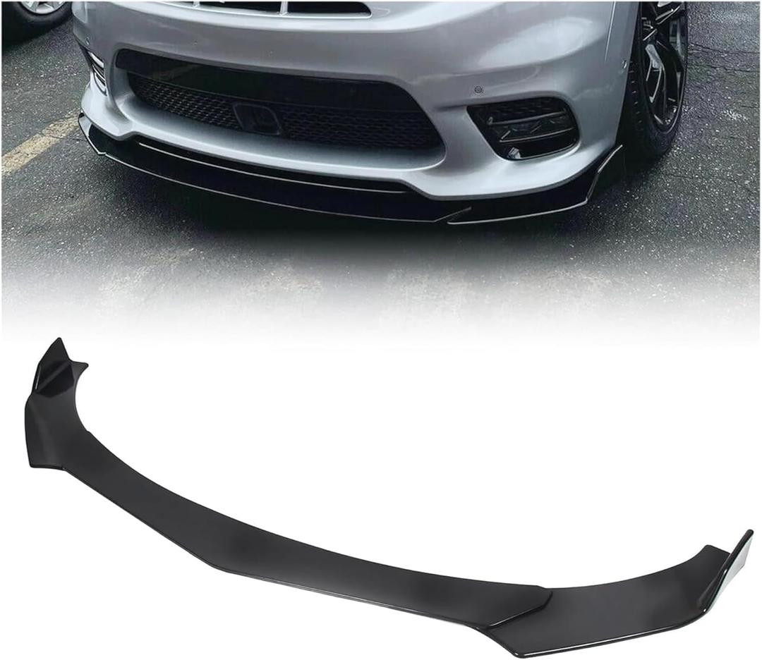 ECOTRIC Black Universal Front Bumper Lip Chin Spoiler ABS Compatible with Audi,Ford,BMW,Honda,Chevrolet,Civic,Benz,Mazda,GMC Car