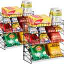 Candy Display Rack, Chip Rack Display Stand, Wire Metal Snack Shelf for Stores, Kitchen, Office, 2 Pack, Black