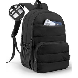 Travel Backpack for Women, 15.6 Inch College Laptop Backpack, Water Resistant Work Backpacks, Cute Quilted Bookbag (Black)