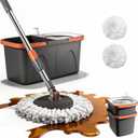 Mop and Bucket Set with Wringer, Stackable Spin Mop System | Stackable Storage Bucket, Hands-Free Wringing, 360 Spin Mop Head, Washable Mop Heads