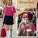 YooAurvox Girls Short Sleeve Shirts 5-14Y, Rose Red, 13-14 Years