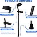 in-Motion Forearm Crutches | Spring Assist Crutches for Adults | Walking Crutch with Ergonomic Handles | Articulating Tips | Size Tall (5'3" - 6'8") | Lightweight & Durable | Charcoal | 350lb Capacity