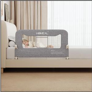 HOMEAL Bed Rail for Toddlers, 32in Foldable Baby Bed Rail Guard, Toddler Bed Rails with UShape Base, Breathable Mesh Bed Rail for Twin, Full, Queen, King Beds, Bed Rail for Baby, Grey