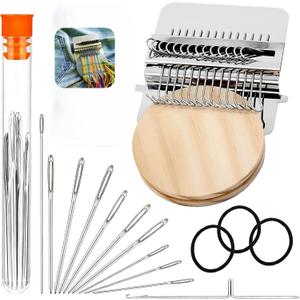 Kjsdsss Knit Patch Kit PatchMaker 2.0, Loom Knitting Kit for Beginners, Knits Patchs Mending Kits Mini Looms, Worn Spots, Holes, and Stubborn Stains Into Beautiful (14 Hooks)