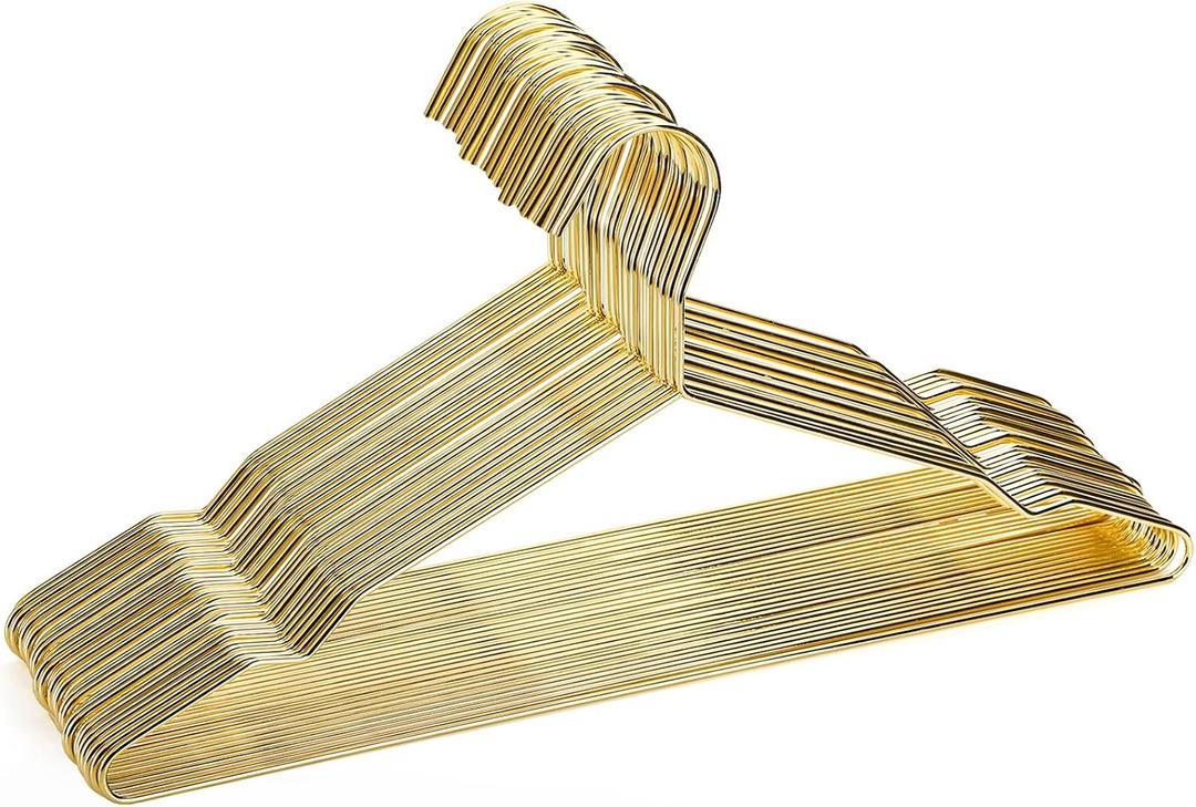 17.7" Strong Metal Wire Clothes Hangers, Coat Hanger, Standard Suit Hangers, Metal Shirt Dress Hanger Rack, 30 Pack, Gold