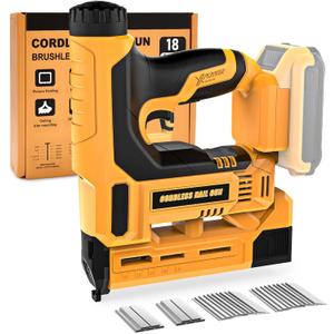 Cordless Nail Gun Compatible with Dewalt 20V Battery, 2-in-1 Electric Brad Nailer/Staple Gun 18 Gauge, Battery Powered Nail Guns with 1000 Nails & 1000 Staples for Wood Carpentry, Tool Only