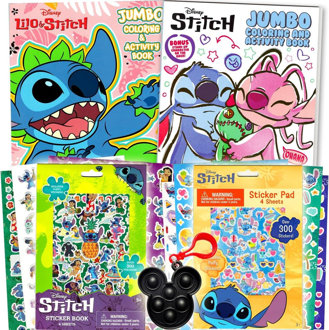 Disney Lilo and Stitch Coloring Books and Sticker Set for Kids Ages 4-8 - Bundle Coloring Pages, Stickers for Girls, Boys, Kids