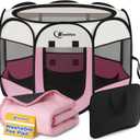 Siedihit Dog Cat Playpen, Puppy Pet Playpen Indoor for Dog Crate Tent Cage Outdoor, Portable Pop Up Dogs Enclosure Kennel with Carrying Case for Dogs/Cats/Rabbits (Pink with Pad, Medium)