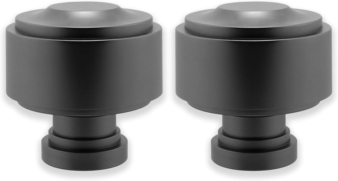 BLASTHOME Luxury Layers Knob Finials  Fits Only Signature Collection Curtain Rods (Rod Not Included) - Premium Quality, Heavy Metal  Set of Two  Matte Graphite