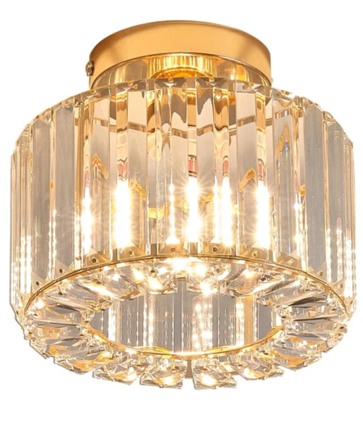 OLUZO Semi Flush Mount Ceiling Light, Crystal Chandelier Modern Ceiling Light Hallway Ceiling Light Fixtures, Small Close to Ceiling Light for Living Room Bedroom Bathroom Kitchen Entryway