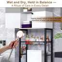 Over-The-Toilet Storage Rack, 4-Tier Bathroom Organizer Shelf Over Toilet with Barn Doors Cabinet and Basket, Freestanding Space Saver Bathroom Shelves with Paper Holder Above Toilet (Gray & White)