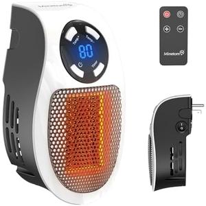 450W Space Heater, Remote Wall Outlet Electric Small Space Heater as Seen on TV with Adjustable Thermostat and Timer and Led Display, Compact for Home, Office, Bathroom