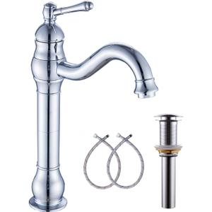 360 Swivel Chrome Single Handle One Hole Bathroom Sink Faucet Matching with Pop Up Drain