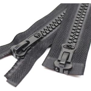 MebuZip #10 59 Inch Two Way Separating Jacket Zipper Heavy Duty Plastic Zipper Black Large Resin Zippers for Sewing Coat Jackets Clothes Parka (59" 150cm)