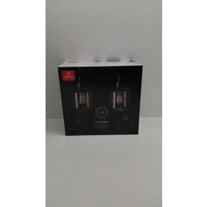 GLOBE Electric 51850 Cannes 3-Piece Powder Room Set, Matte Black, 2-Light Vanity Light with Clear Glass Shades, Toilet Paper Holder, Towel Ring, Bulb Not Included