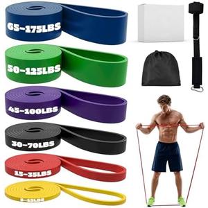 Adostob Resistance Bands Set with Door Anchor, Multi-Levels Pull Up Assistance Bands, Exercise Bands for Working Out, Stretching, Muscle Training, Physical Therapy (Men/Women)