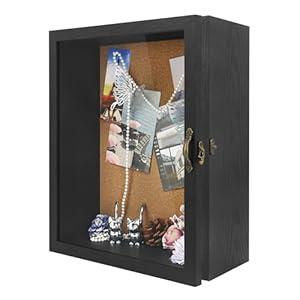 FramePro 11x14 Inch Deep Display Shadow Box Black with Real Glass - 5 Inch Depth for Collectibles, Memorabilia, Dolls & Toys, Tabletop or Wall Mount, Includes Cork Backboard & 10 Pins