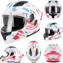 Adult Modular Motorcycle Helmets, DOT Approved Flip up Dual Visor Full Face Helmet for Men Women Moto ATV UTV Snowmobile ADV Four Wheeler Street Bike with Gloves & Mask, Medium