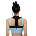 HLOES 2 PCS Posture Corrector for Women and Men, Adjustable Upper Back Brace, Breathable Back Support straightener, Providing Pain Relief from Lumbar, Neck, Shoulder, and Clavicle, Black