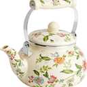 Anxingo Enamel Tea floral Kettle,Tea Kettle Pot for Stove, Top Porcelain Large Enamel Tea Kettle 2.5L,Retro Classic Design