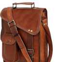 Leather Satchel Tablet Bag Laptop Case Office Briefcase Messenger Gift for Men Computer Distressed Shoulder Bag (15 inch)